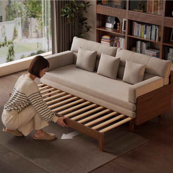DM Solid Wood Frame Pull-Out Sofa Bed