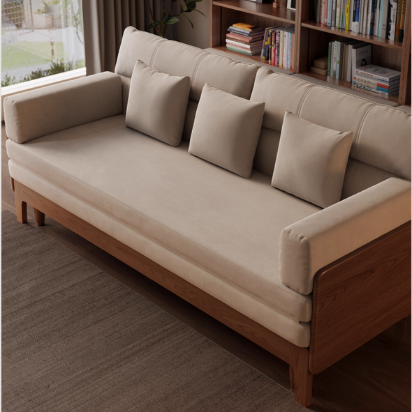 DM Solid Wood Frame Pull-Out Sofa Bed