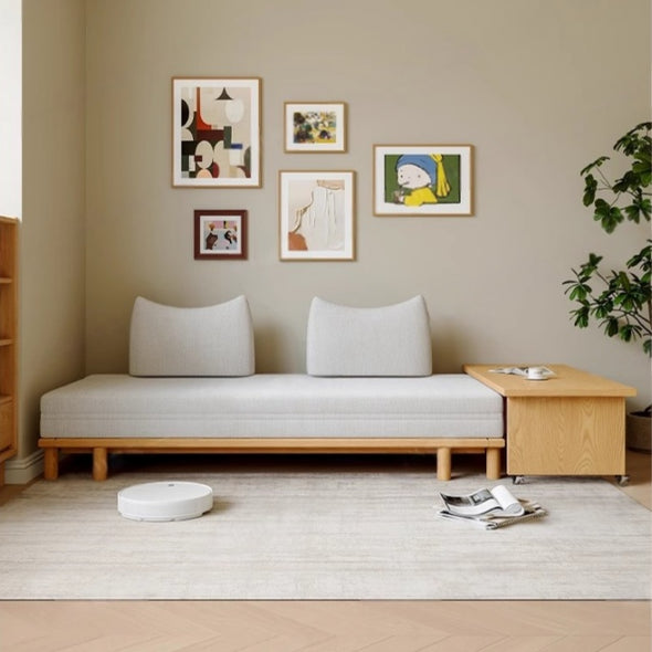 Solid Wood Frame Tatami Sofa Bed With Tumbler Back Cushion