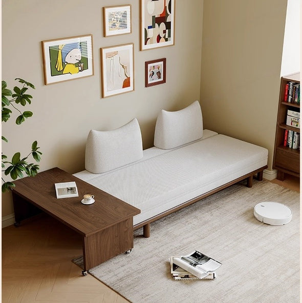 Solid Wood Frame Tatami Sofa Bed With Tumbler Back Cushion
