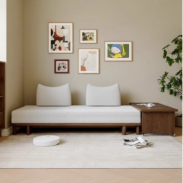 Solid Wood Frame Tatami Sofa Bed With Tumbler Back Cushion