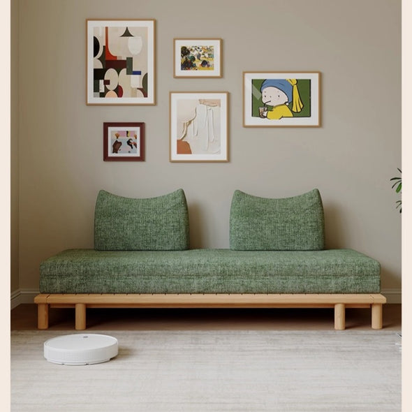 Solid Wood Frame Tatami Sofa Bed With Tumbler Back Cushion