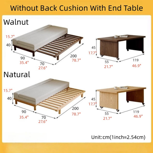 Solid Wood Frame Tatami Sofa Bed With Tumbler Back Cushion