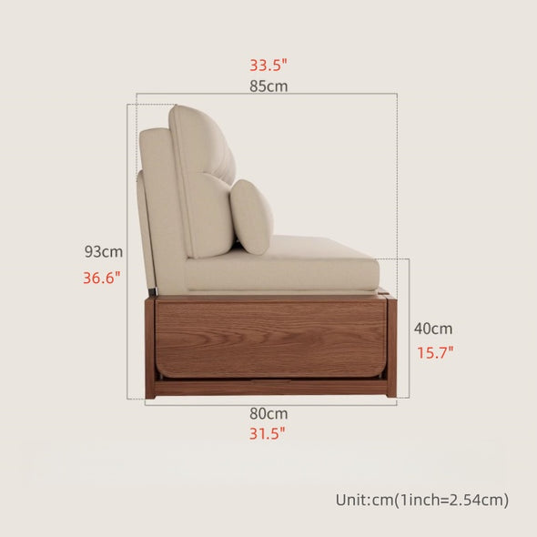 Solid Wood Metal Frame Convertible Sofa Bed with Hidden Storage