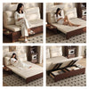 Solid Wood Metal Frame Convertible Sofa Bed with Hidden Storage