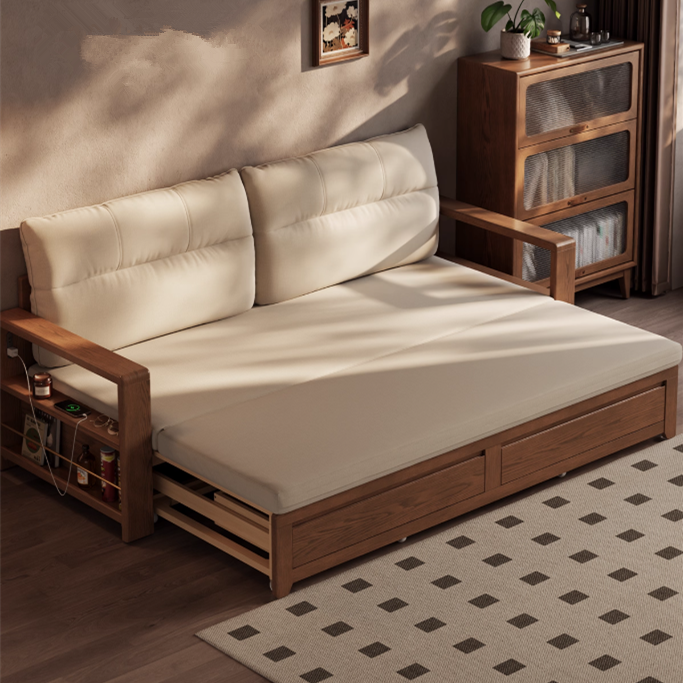 Solid Wood Pull Out Sofa Bed with Underneath Storage Drawers – SPS ...
