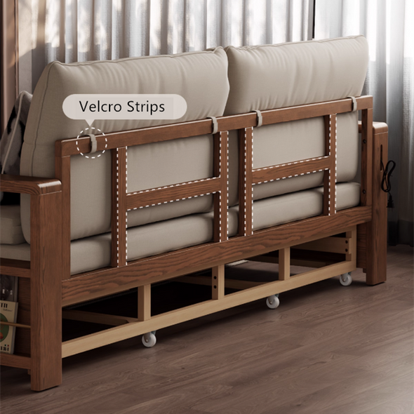 Solid Wood Pull Out Sofa Bed with Underneath Storage Drawers