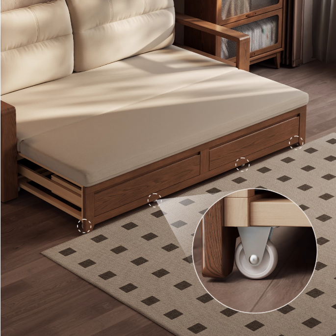 Solid Wood Pull Out Sofa Bed with Underneath Storage Drawers – SPS ...