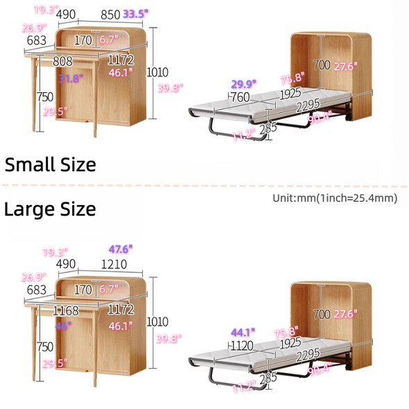 Space-Saving 3-in-1 Foldable Desk with Hidden Bed