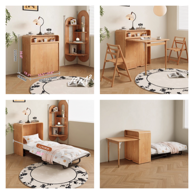 Space-Saving 3-in-1 Foldable Desk with Hidden Bed