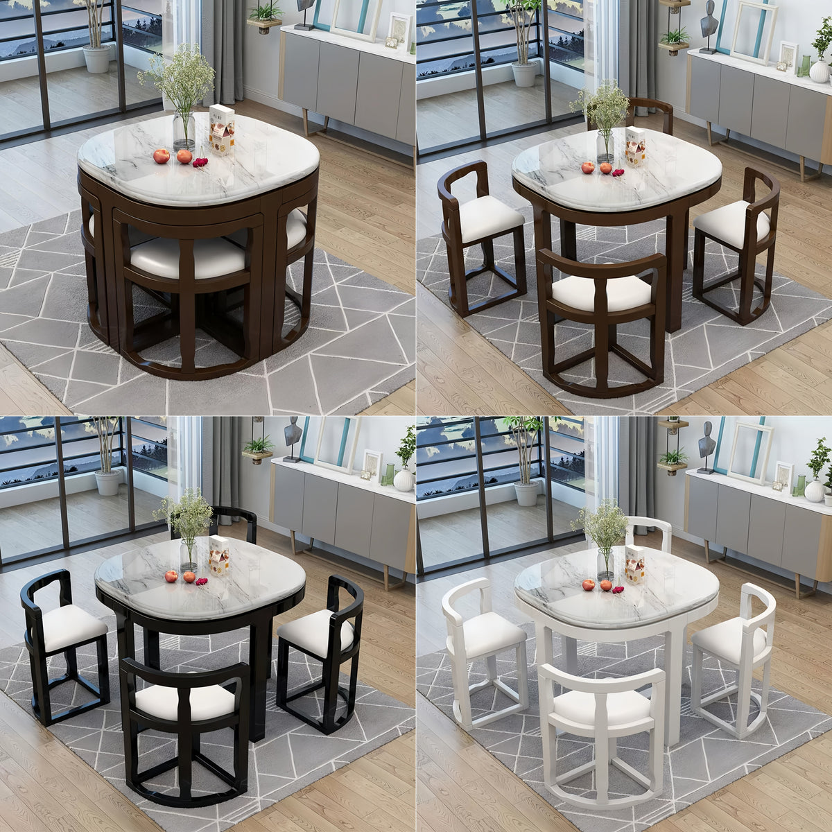 Compact Nesting Dining Table Space-Saving Solid Wood Nesting Dining Table Set with 4 Chairs – SPS ...