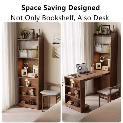 Space Saving Folding Desk with Display Cabinet