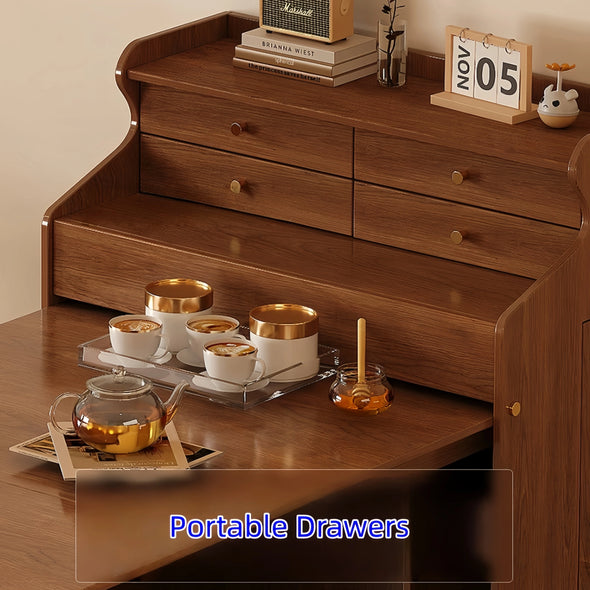 Space Saving Folding Dining Table Set with 4 Chairs and Storage Drawer ...