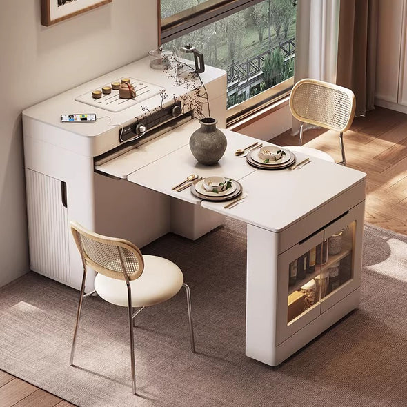 Space Saving Kitchen Island Table with Leaves and Universal Wheels ...