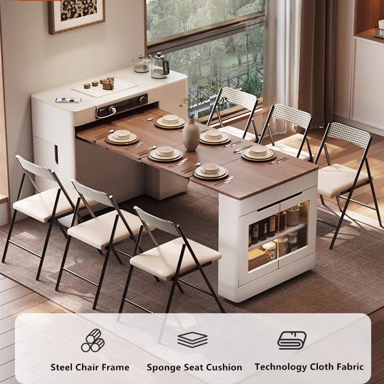 Space Saving Kitchen Island Table with Leaves and Universal Wheels