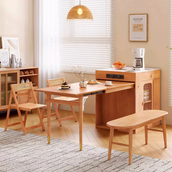 Space Saving Solid Wood Kitchen Island Dining Table