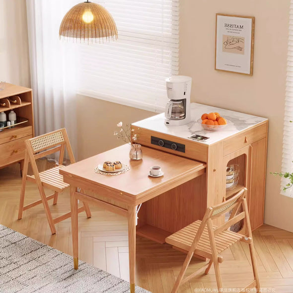 Space Saving Solid Wood Kitchen Island Dining Table