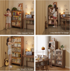 Solid Wood  Bookcase with Tempered Glass Flip-Up Doors
