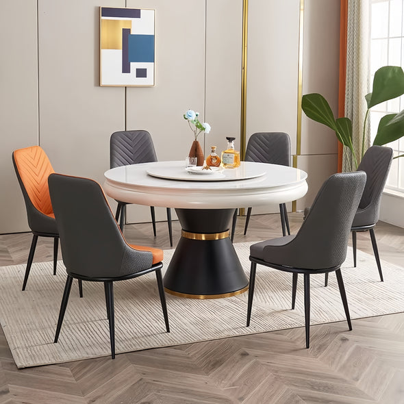 Sintered Stone Tabletop Round Dining Table with Rotating Expandable Hi ...