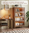Solid Wood  Bookcase with Tempered Glass Flip-Up Doors