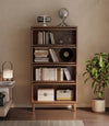 Solid Wood  Bookcase with Tempered Glass Flip-Up Doors