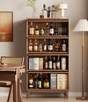 Solid Wood  Bookcase with Tempered Glass Flip-Up Doors