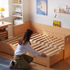 Solid Wood POLKA Pull Out Sofa Bed with Underneath Storage Drawers