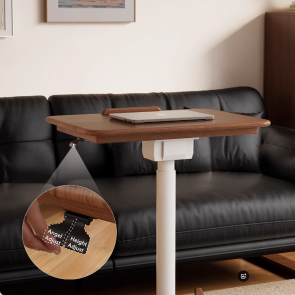 Liftable and Adjustable Solid Wood Laptop Desk with Universal Wheels