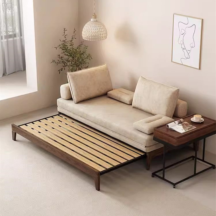 Japandi Solid Wood Minimalism Rattan Back Support Sofa Bed – SPS FURNTIURE