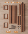 Solid Wood Cactus Coat Rack with Basket and Universal Wheels