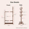 Solid Wood Cactus Coat Rack with Basket and Universal Wheels