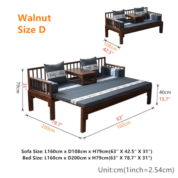 Multifunction Solid Wood Arhat Sofa Bed