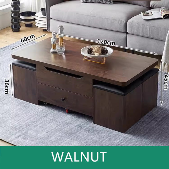 Multifunctional Lift Top Coffee Table With 4 Storage Stools