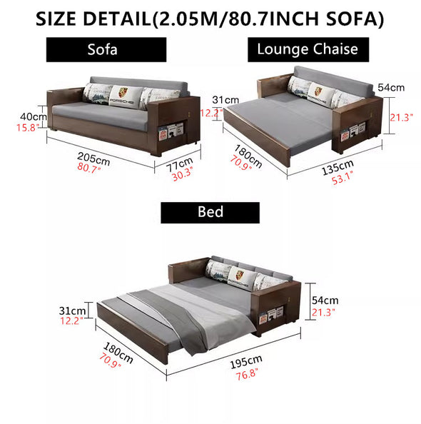 Convertible Sofa Bed and Lounge Chaise Set with Underneath Storage