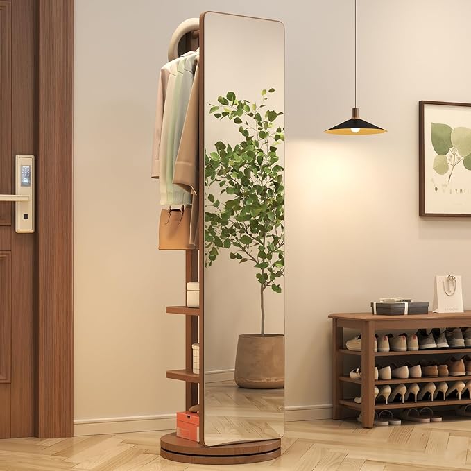 Full Body Mirror with Coat Rack - Main Image