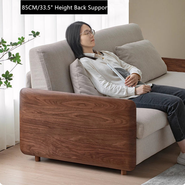 Light Luxury Walnut Wood Armrest Sleeper Sofa Bed with Mattress