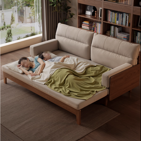 DM Solid Wood Frame Pull-Out Sofa Bed