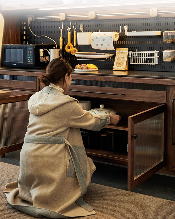North American Walnut Wood Sideboard Cabinet