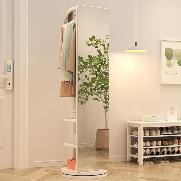 Full Body Mirror with Coat Rack