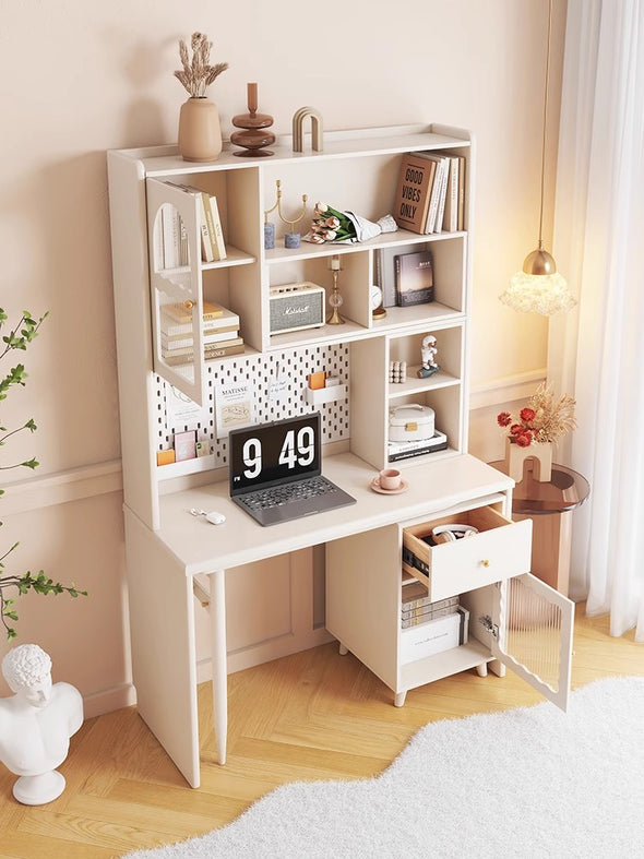 Space Saving Work Station with Shelf and Rotating Desk