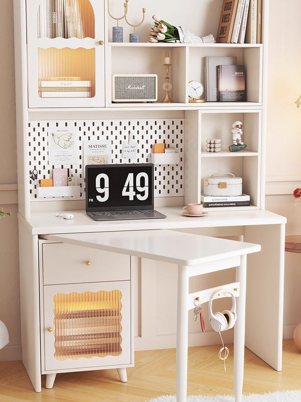 Space Saving Work Station with Shelf and Rotating Desk