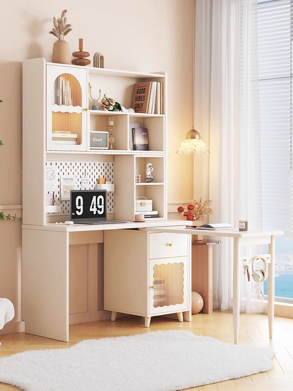 Space Saving Work Station with Shelf and Rotating Desk