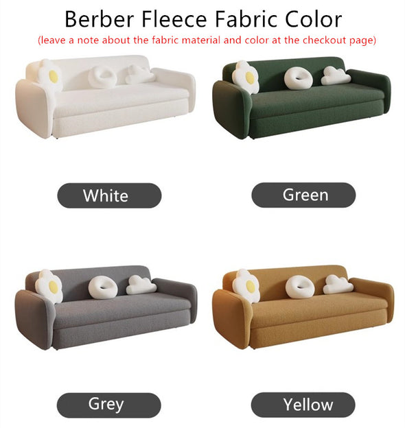 Berber Fleece Solid Wood Sofa Bed With Underneath Storage