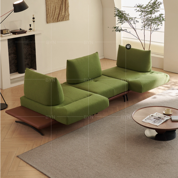 Modern Modular Island Rotating Sofa with Adjustable Armrest and Back Cushion