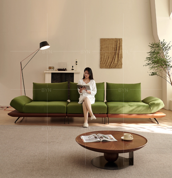 Modern Modular Island Rotating Sofa with Adjustable Armrest and Back Cushion