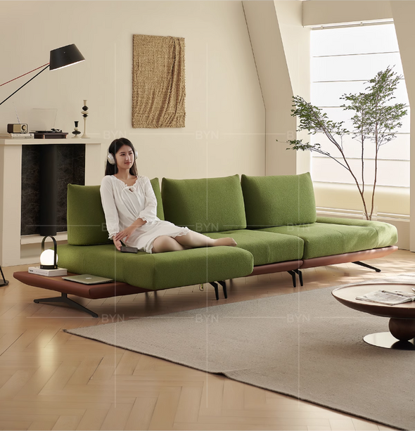 Modern Modular Island Rotating Sofa with Adjustable Armrest and Back Cushion