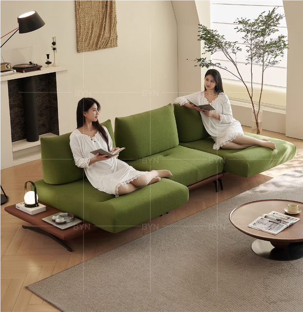 Modern Modular Island Rotating Sofa with Adjustable Armrest and Back Cushion
