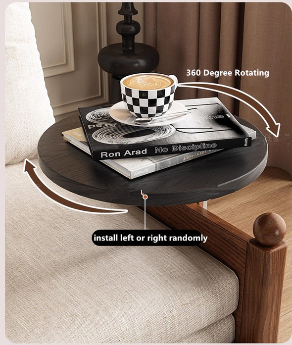 MARKSI Printed Fabric Sofa Bed with Rotating Armrest Table and Portable Storage Box