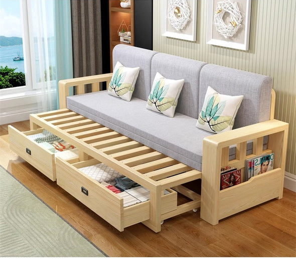 Modern Full Size Sleeper Sofa with Detachable Mattress and Storage Underneath