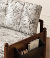 MARKSI Printed Fabric Sofa Bed with Rotating Armrest Table and Portable Storage Box